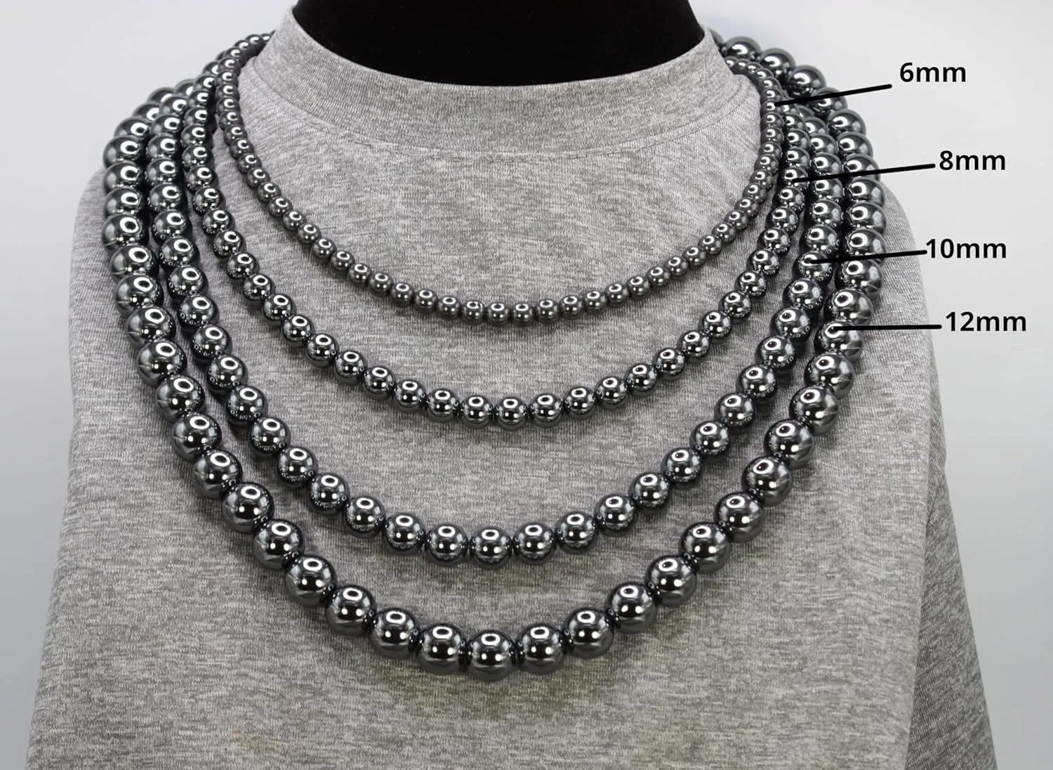 | Handmade Hematite Healing Necklace - Grounding & Safe Travel Genuine Gemstone Beaded Necklace | Willpower, Confidence, Protection Choker - Jewelry Gift for, Womens, Mens |22’’