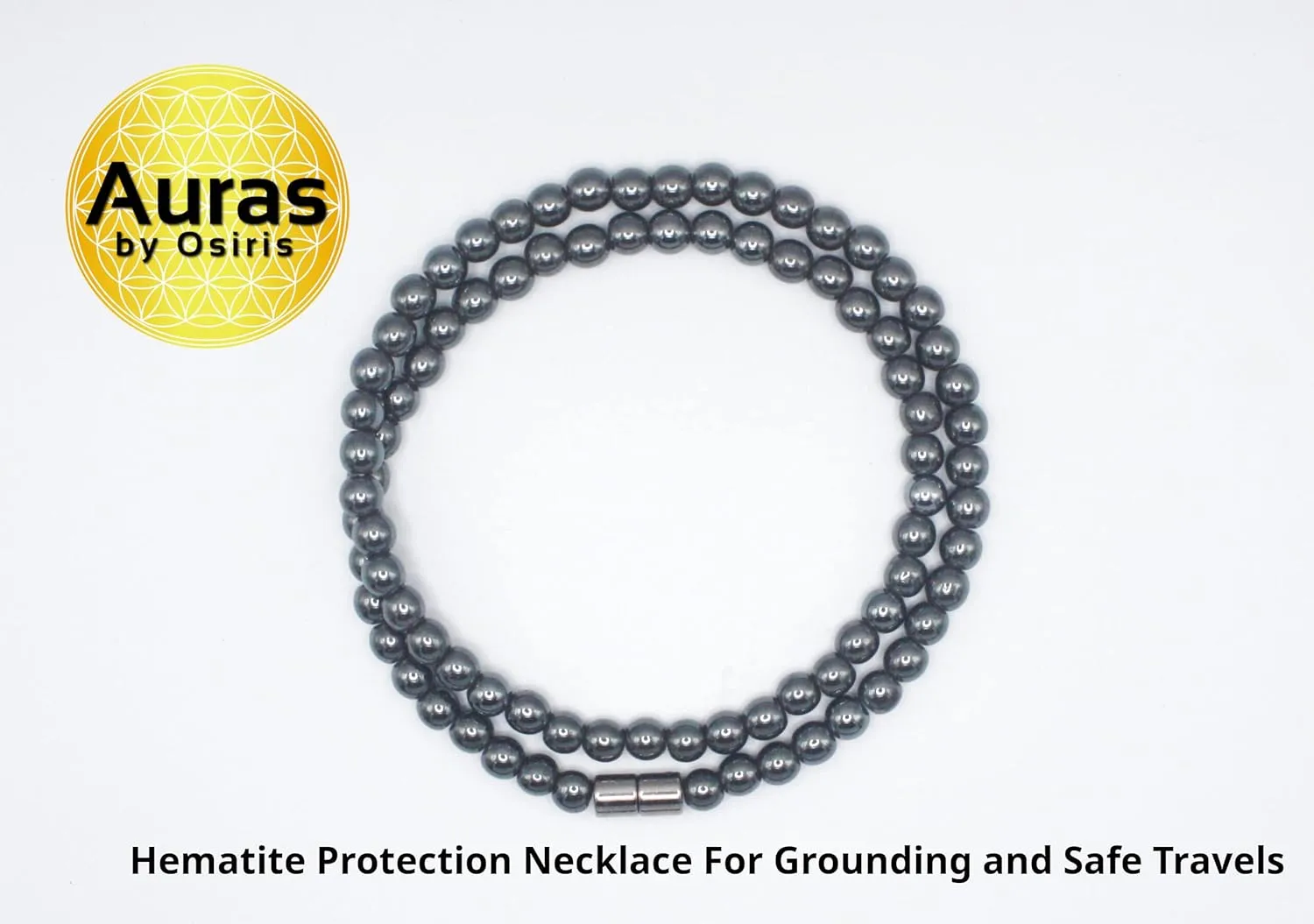 | Handmade Hematite Healing Necklace - Grounding & Safe Travel Genuine Gemstone Beaded Necklace | Willpower, Confidence, Protection Choker - Jewelry Gift for, Womens, Mens |22’’