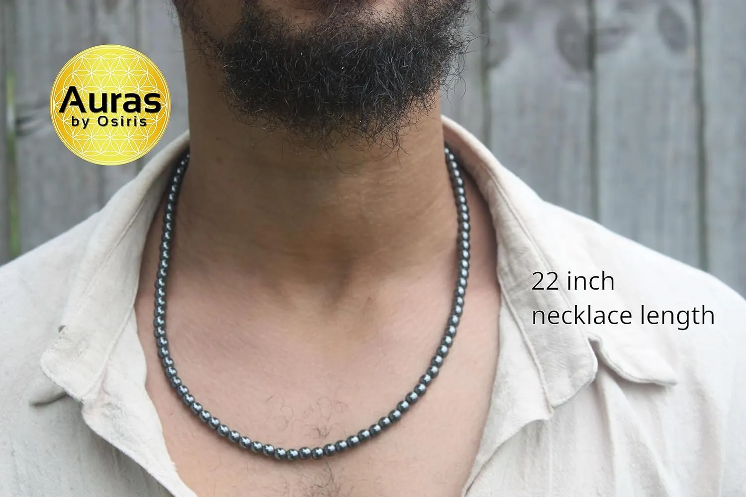| Handmade Hematite Healing Necklace - Grounding & Safe Travel Genuine Gemstone Beaded Necklace | Willpower, Confidence, Protection Choker - Jewelry Gift for, Womens, Mens |22’’