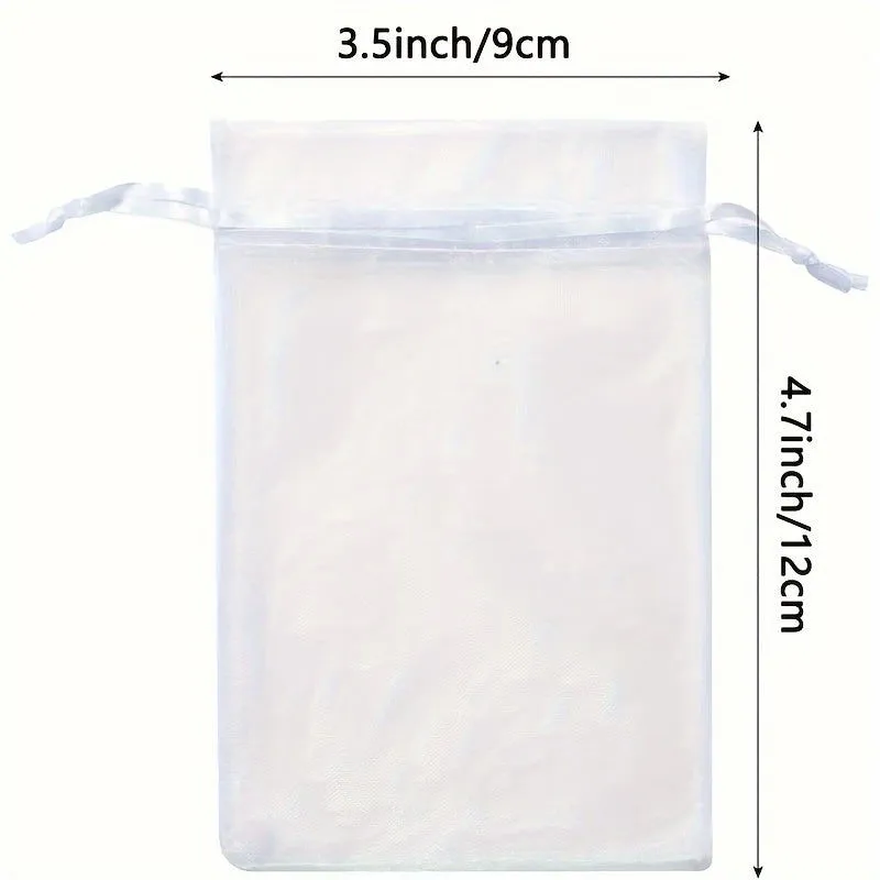10 Pcs Value Pack Organza Bags (3.5 x 4.7 Inch) – Clear Drawstring Gift Bags