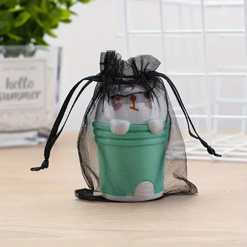 10 Pcs Value Pack Organza Bags (3.5 x 4.7 Inch) – Clear Drawstring Gift Bags