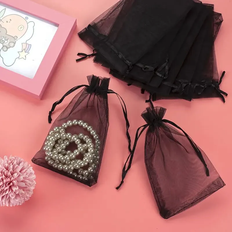 10 Pcs Value Pack Organza Bags (3.5 x 4.7 Inch) – Clear Drawstring Gift Bags