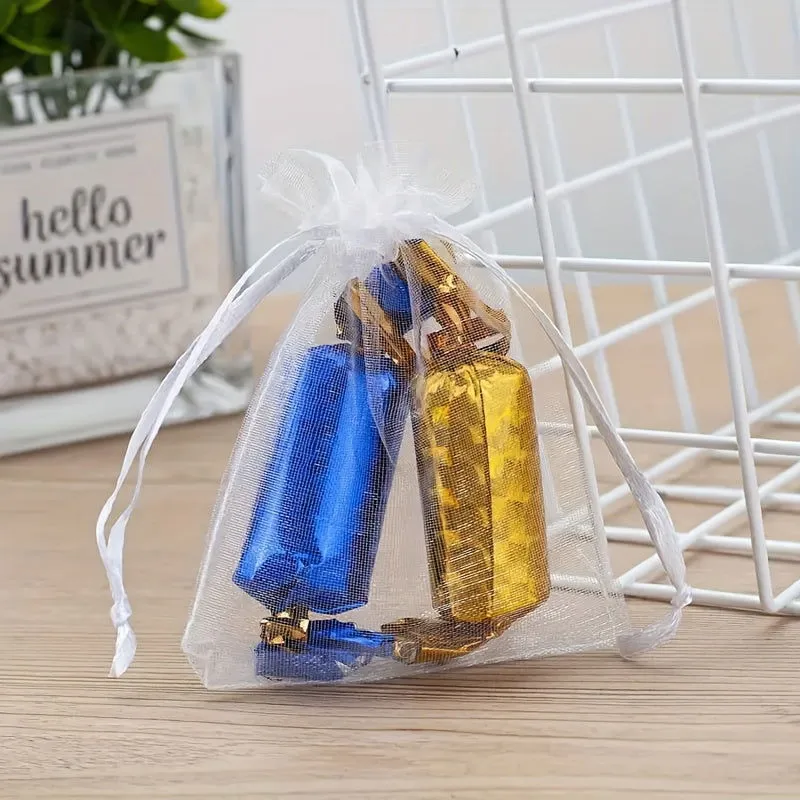 10 Pcs Value Pack Organza Bags (3.5 x 4.7 Inch) – Clear Drawstring Gift Bags
