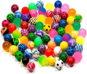 100 Pieces Assorted Colorful Bouncy Balls Bulk Mixed Pattern High Bouncing Balls for Kids Party Favors, Prizes, Birthdays Gift (28 mm)