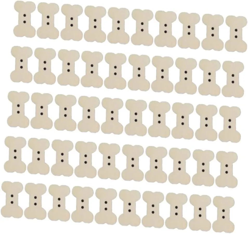 100Pcs Wooden Bone Shape Buttons for DIY Craft Projects Sewing Accessories for Clothes Shoes Bags and More Cute Decorative Buttons for Handcrafts