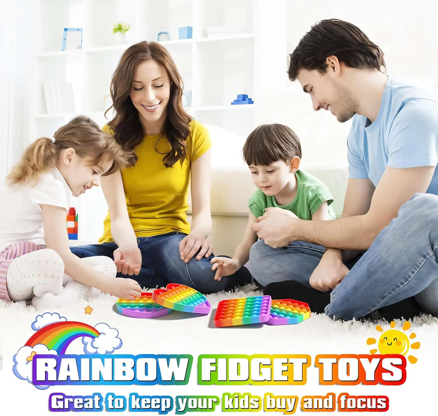 12 Pack Fidget Toys,Pop Fidgets Pack Party Favors for Kids & Adults,Push Sensory Toys Bulk Toddler Toys,Stress Relief Gifts for Easter ,Birthday,Party Supplies,Classroom Prizes