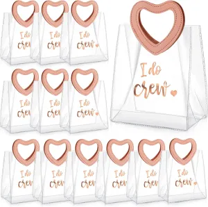 12 Pieces Bridesmaid Gift Bags Bridal Party Bags Transparent Gift Bags with Handles for Wedding Day Bachelorette Party Bridal Party Favor