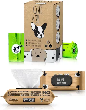 120 Compostable Poop Bags and 100 Plant-Based Pet Wipes – Champion Animal Welfare & The Planet