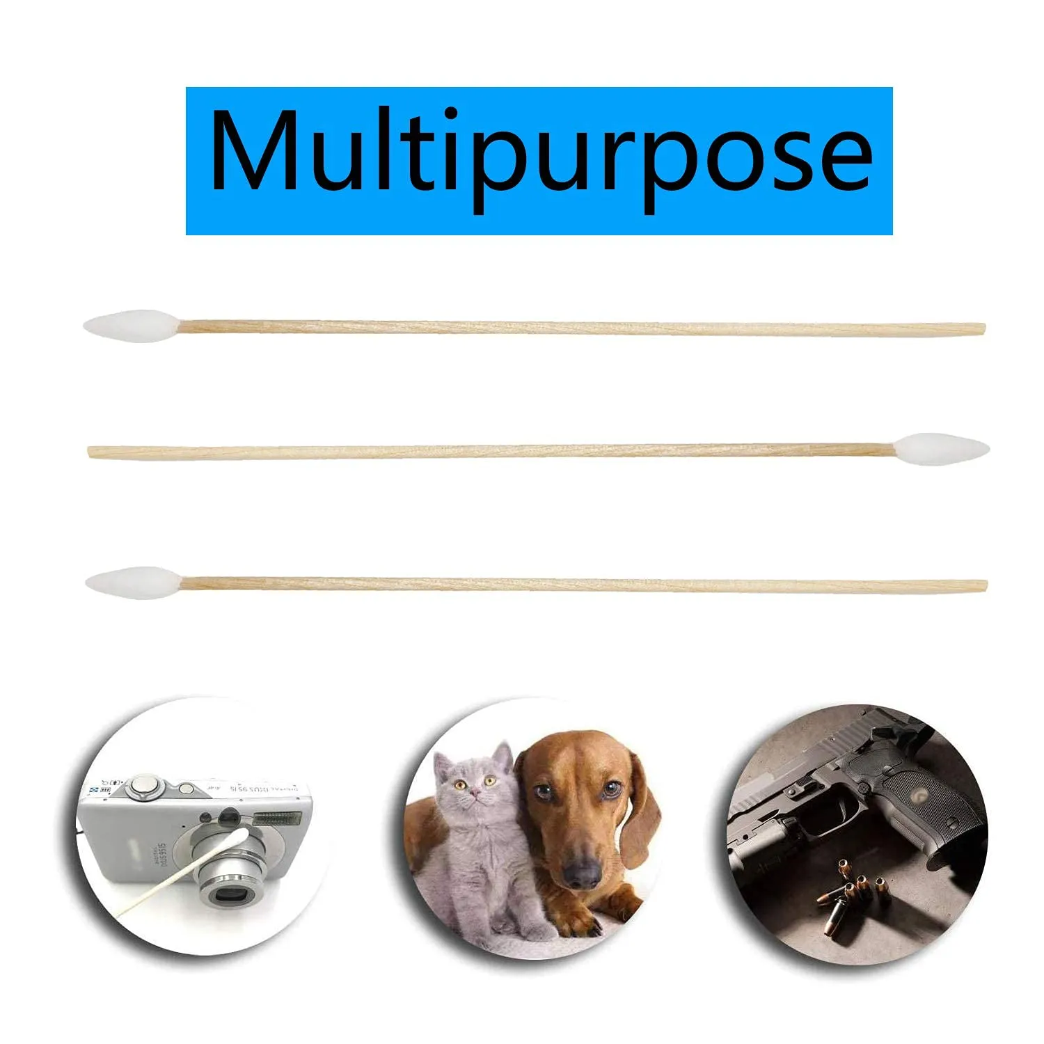 1200pcs Precision Cotton Swabs with 6'' Long Sticks for Gun Cleaning, Makeup or Pets