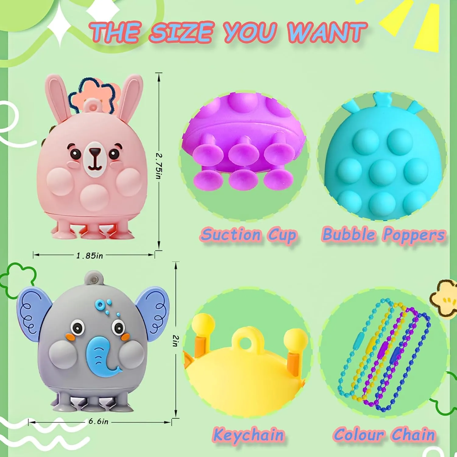 16 Pcs Party Favors for Kids, 3D Animal Pop Fidget Toys Bulk, Sensory Bath Suction Toys for Toddlers, Carnival Treasure Classroom Prizes Box Toys, Fidget Stocking Stuffers Birthday Party Gifts