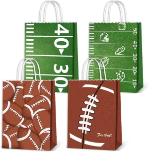 16pcs Football Goodie Bags for Boys - Handle Football Paper Bags for Kids Birthday Party Supplies