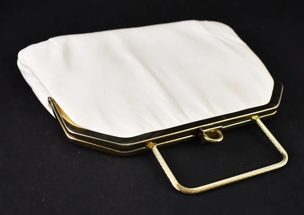 1950s Vintage Soft White Clutch Bag