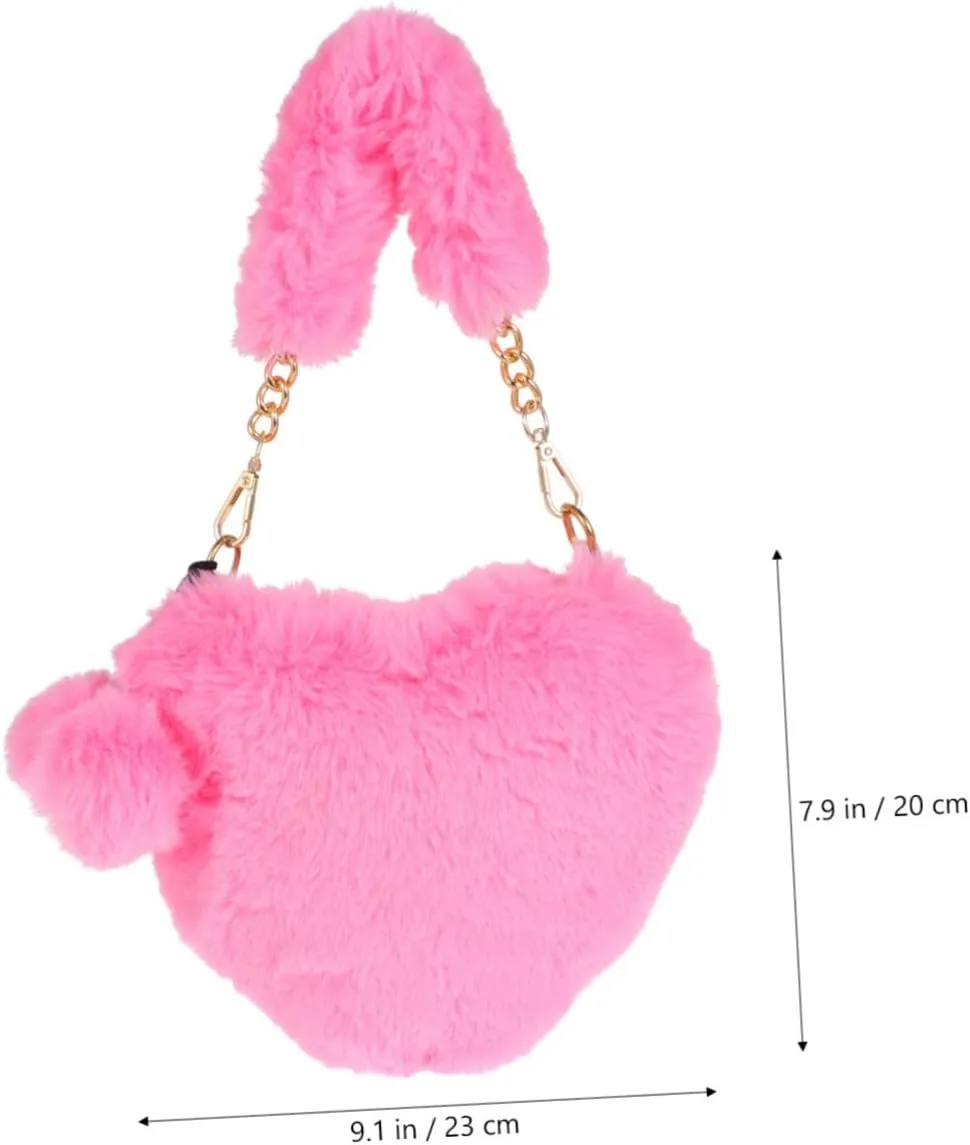 1pc Heart Shaped Bag Puffy Bags Tote Wallet on a String Crossbody Shoulder Bag for Women Crossbody Fuzzy
