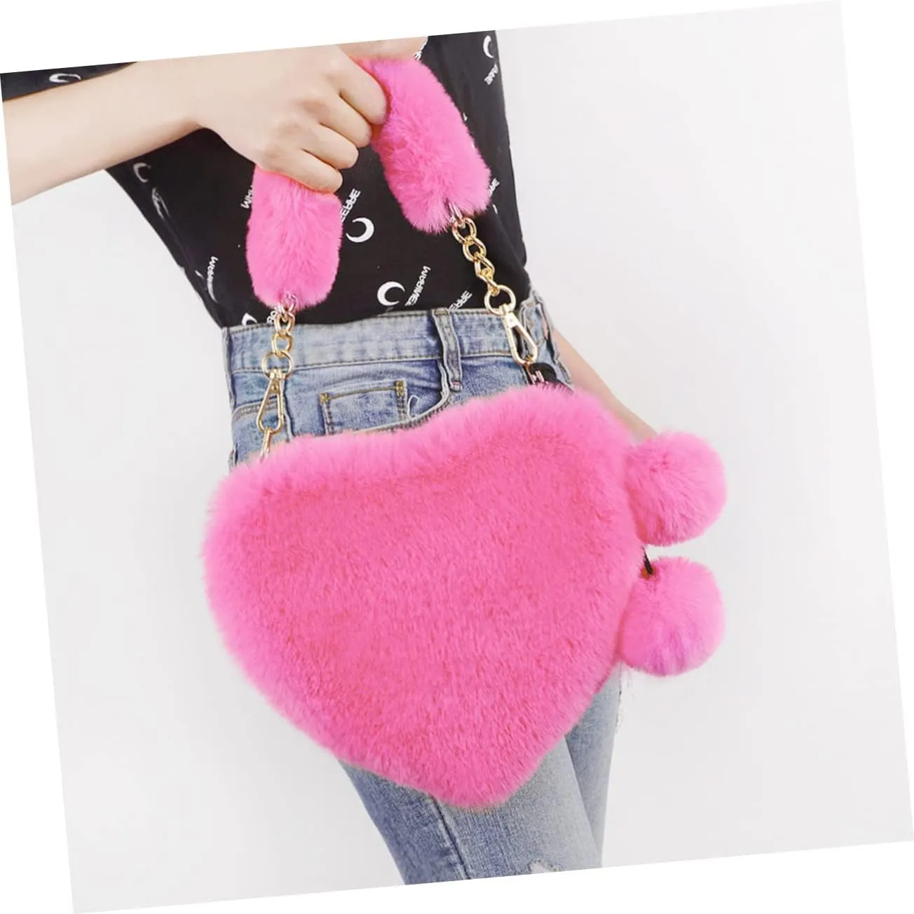 1pc Heart Shaped Bag Puffy Bags Tote Wallet on a String Crossbody Shoulder Bag for Women Crossbody Fuzzy