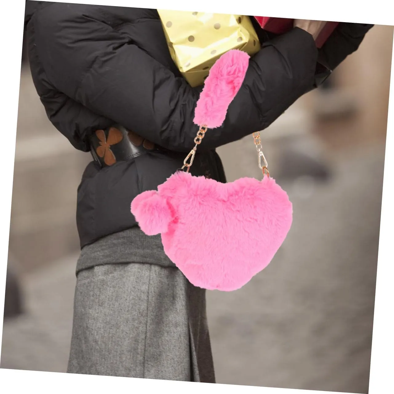 1pc Heart Shaped Bag Puffy Bags Tote Wallet on a String Crossbody Shoulder Bag for Women Crossbody Fuzzy