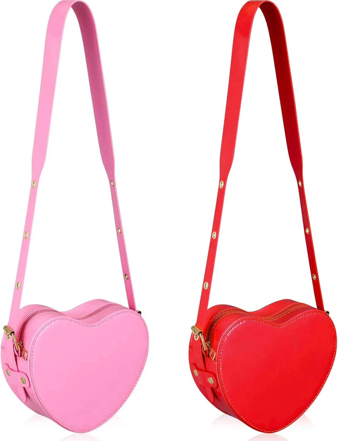 2 Pcs Valentine's Heart Shaped Purse Heart Satchel Bag PU Leather Crossbody Purse for Women Gift