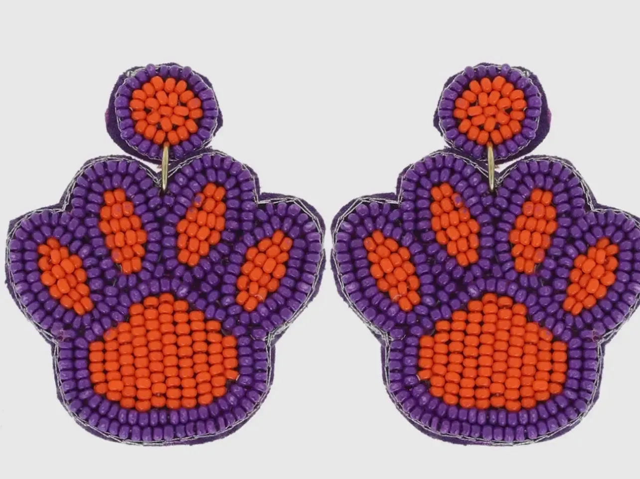 2 Tier Seed Beaded Animal Paw Print Dangle Earrings