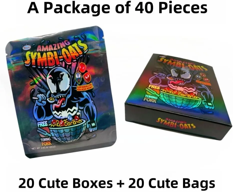 20 Bags and 20 Boxes, 1 Special Cartoon Pattern, Resealable Candy Bags, Gummies Bags, 5 x 4 Inch Storage Baggies, Treat Bags, Cookie Bag (white)
