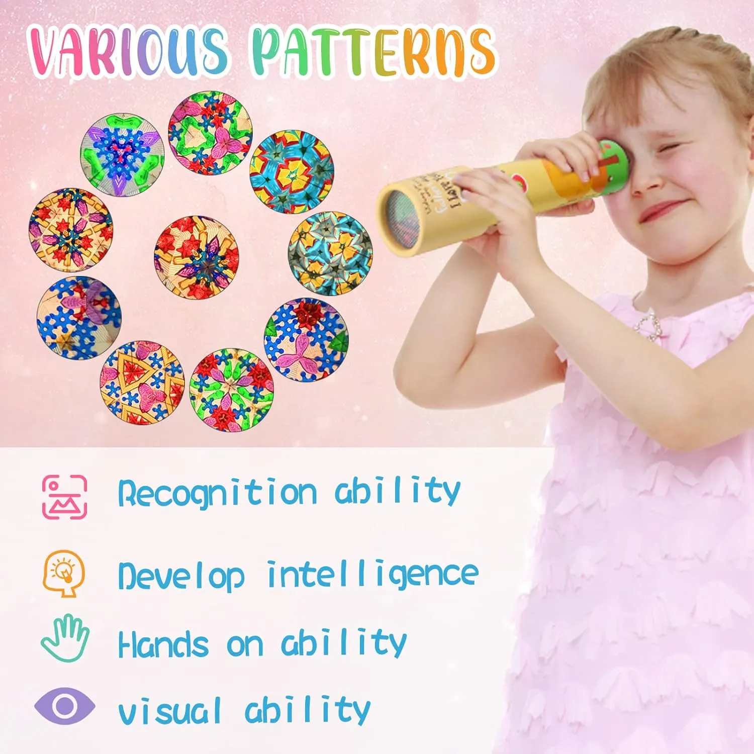 20 Pcs Classic Kaleidoscopes Educational Toys for Party Favors Fun Kaleidoscope Toy for Stock Stuffers Bag Fillers Birthday Party School Classroom Prizes, Random Colors (Cute Style)