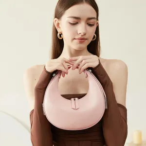 2023 New Ladies Genuine Leather Shoulder Handle Underarm Crescent Bag, Y2k Fashionable Adjustable Moon Bag With Handle. (apricot)