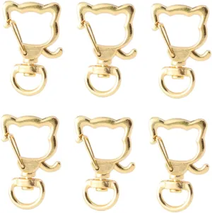 20Pcs Cat Head Design Key Clasp Snap Hook Keychain Clips for DIY Crafting Unique Metal Accessories for Key Organization Bag Charms and More