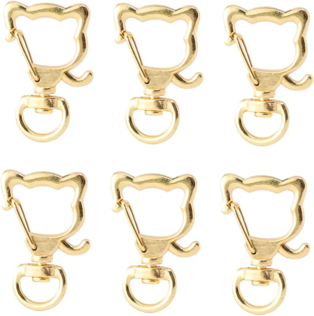 20Pcs Cat Head Design Key Clasp Snap Hook Keychain Clips for DIY Crafting Unique Metal Accessories for Key Organization Bag Charms and More