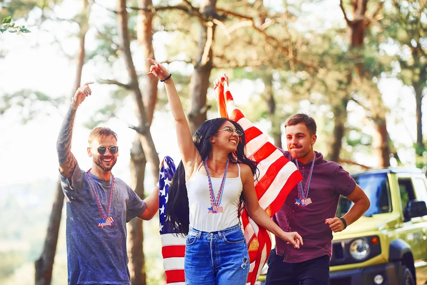 20PCS Fourth/4th of July Necklaces Beads: Patriotic Accessories Bulk Memorial Day Party Favors Toys Decor Decorations-Star Uncle Sam Hats