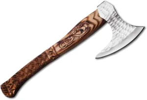 21 Inches Length || Viking Carbon Steel Axe || Outdoor Camping Axe || Viking Axe || Engraved Viking Hatchet || Historical Viking Axe Replica || Wood Handle || Leather Sheath.