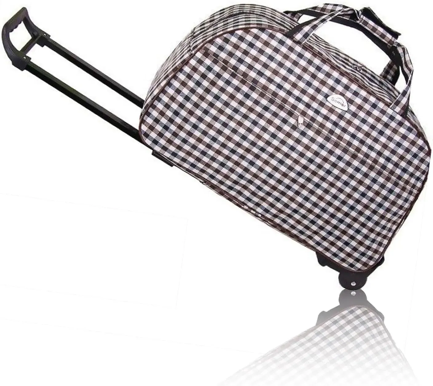 23 Inch Rolling Duffel Bag, Waterproof Lightweight Carry-On Duffel Bag, Travel Trolley Case with Wheels and Push Button Telescoping Handle (Gray and white)