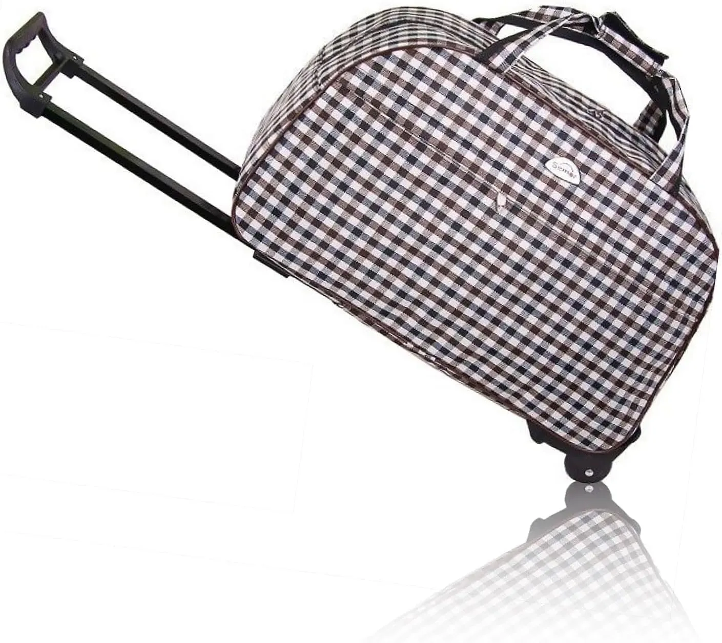 23 Inch Rolling Duffel Bag with Wheels Trolley Bag Hand Luggage Travel Duffel Bag (Gray&White Lattice)