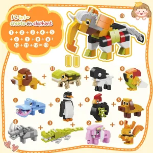 24 Packs Animal Building Blocks Valentines Gifts for School, Valentines Exchange Party Gifts for Boys Girls