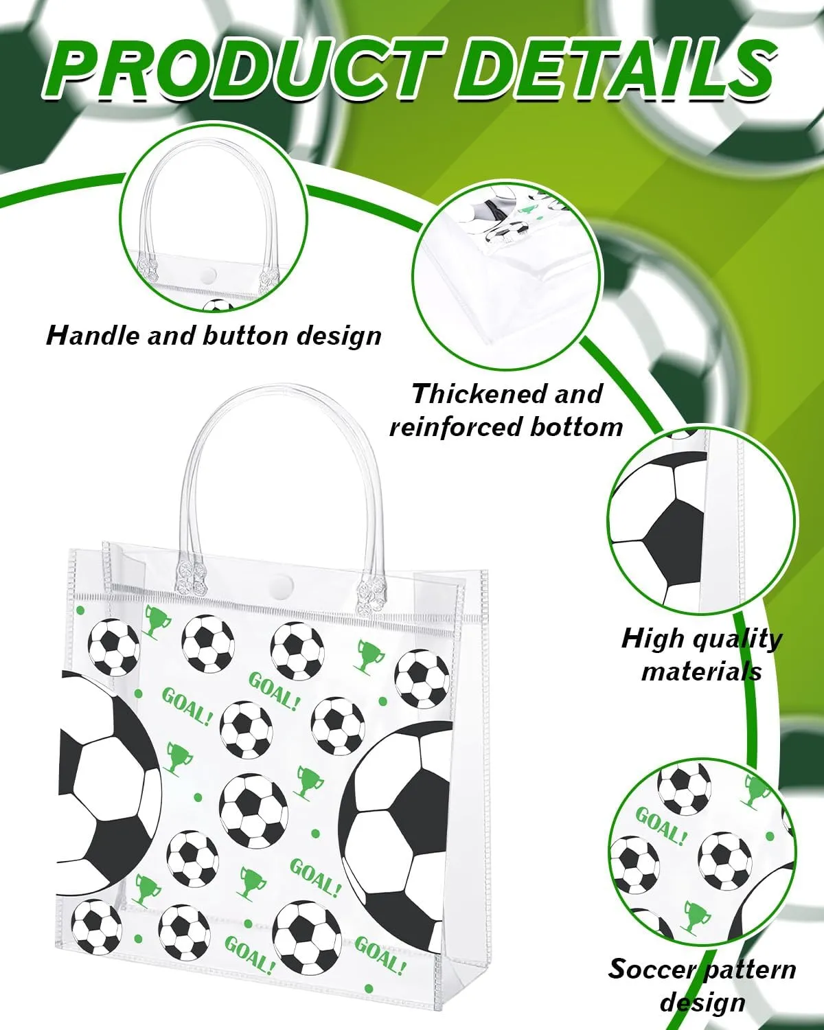 24 Pieces Baseball Clear PVC Gift Bag with Handles Baseball Transparent Treat Goodie Bags 7.9 x 7.9 x 3.1Inch Sport Theme Party Favor Bag for Birthday Holiday Sports Team