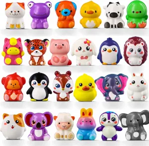24PCS Squishies Party Favors for Kids, Animal Soft Stress Relief Fidget Toys Bulk Birthday Goodie Bags Stuffers Classroom Prizes for Kids Boys Girls