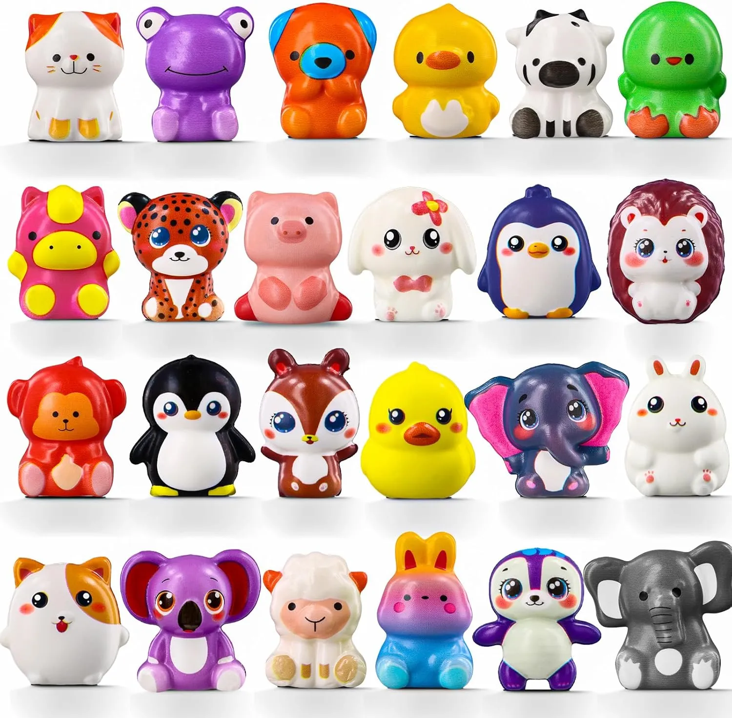 24PCS Squishies Party Favors for Kids, Animal Soft Stress Relief Fidget Toys Bulk Birthday Goodie Bags Stuffers Classroom Prizes for Kids Boys Girls
