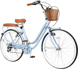 26 Inch Women Beach Cruiser Bike, 7 Speed Hybrid Cruiser Bike with Adjustable Seat, Beach Cruiser Commute Bike with Lightweight, Anti-Skid Tires & V-Brakes for Women