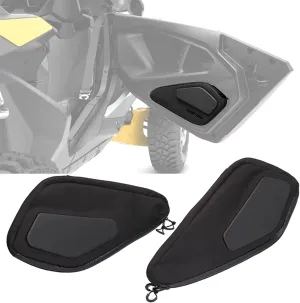 2PCS Lower Door Bags for Can Am Maverick R, UTV Black Lower Door Panel Side Storage Bag Waterproof Tool Bag Driver Passenger Gear Bag with Cushion Accessories