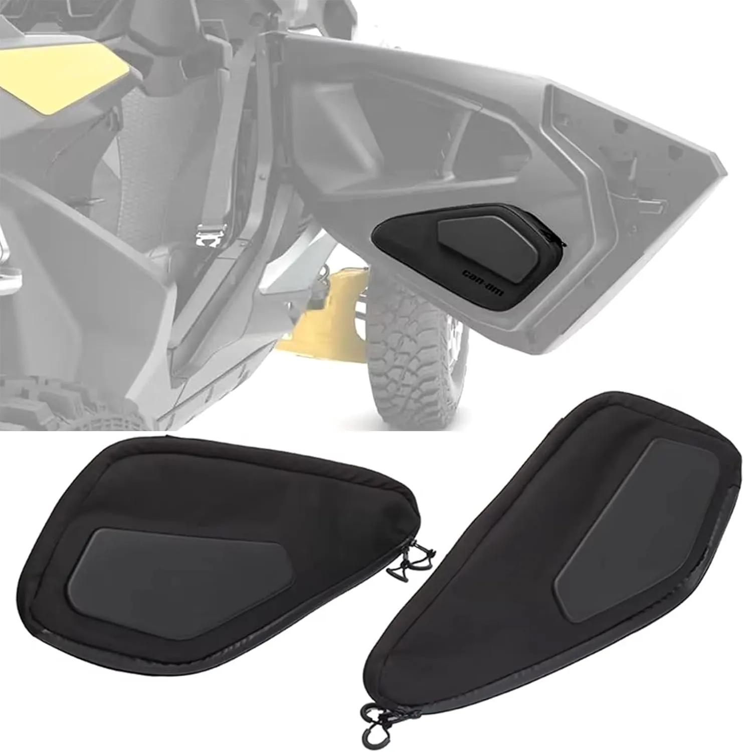 2PCS Lower Door Bags for Can Am Maverick R, UTV Black Lower Door Panel Side Storage Bag Waterproof Tool Bag Driver Passenger Gear Bag with Cushion Accessories