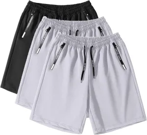 3 Pack Sports Shorts for Men Women Drawstring High Waist Unisex Short Sweatpants Breathable Joggers with Pockets
