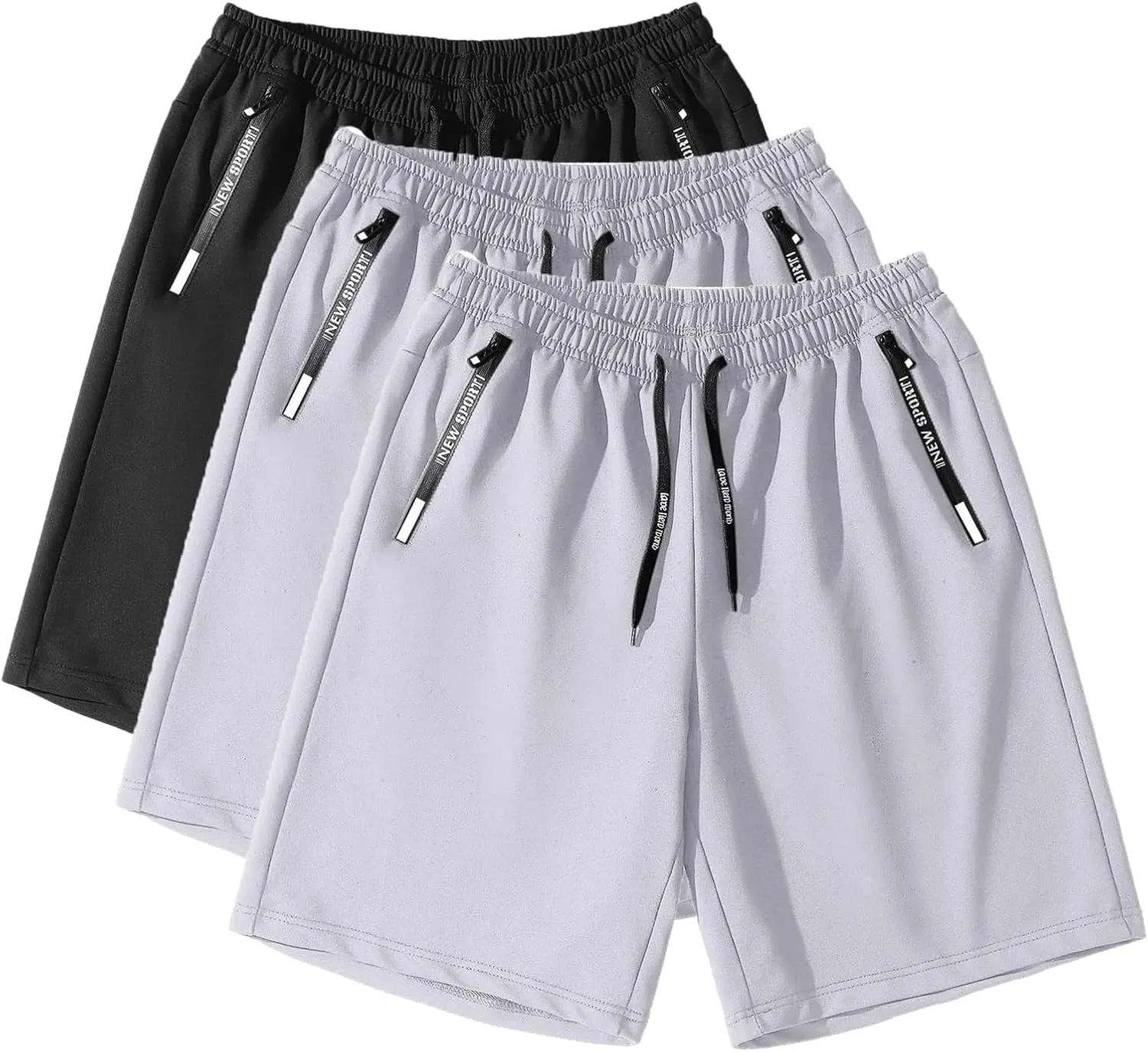 3 Pack Sports Shorts for Men Women Drawstring High Waist Unisex Short Sweatpants Breathable Joggers with Pockets