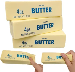 3 PCS Butter Squishy Toys, Super Soft Butter-Shaped Slow Rising Squishy, Sticky Butter Sticks Squeeze Toys, Realistic Food Squishies Fidget Toys for Decompression Anxiety Relaxation