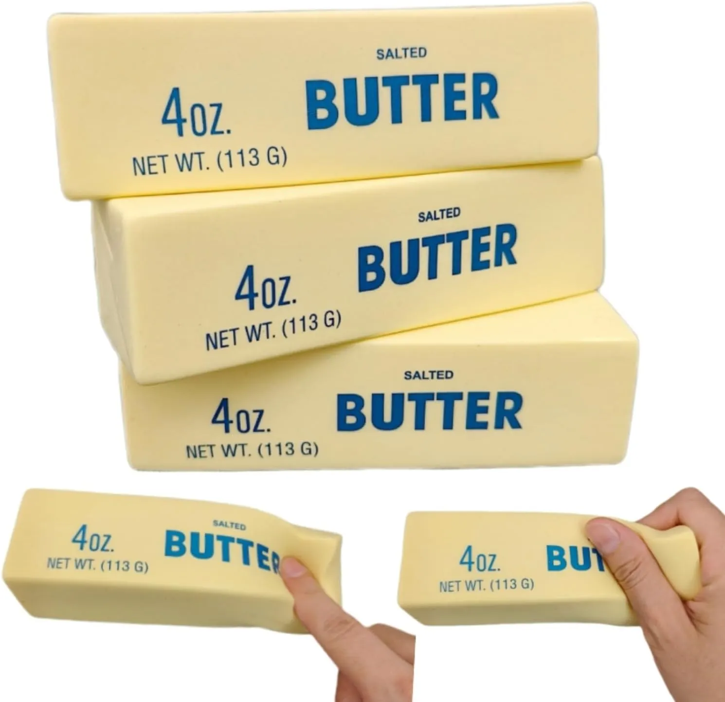 3 PCS Butter Squishy Toys, Super Soft Butter-Shaped Slow Rising Squishy, Sticky Butter Sticks Squeeze Toys, Realistic Food Squishies Fidget Toys for Decompression Anxiety Relaxation