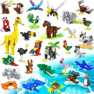 30 Packs Party Favors for Kids - STEM Toys Mini Animals Building Blocks Sets for Goodie Bags Stuffers Classroom Prizes, Valentines Day Birthday Gifts for Boys Girls Ages 6 