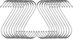 30Pack Silver Heavy-Duty Metal Hanging Hooks 4.7 Inches Large S Shape Utility Hooks S Hooks for Kitchenware Pots Utensils Clothes Bags Towels Plants Towels Gardening Multiple uses Tools