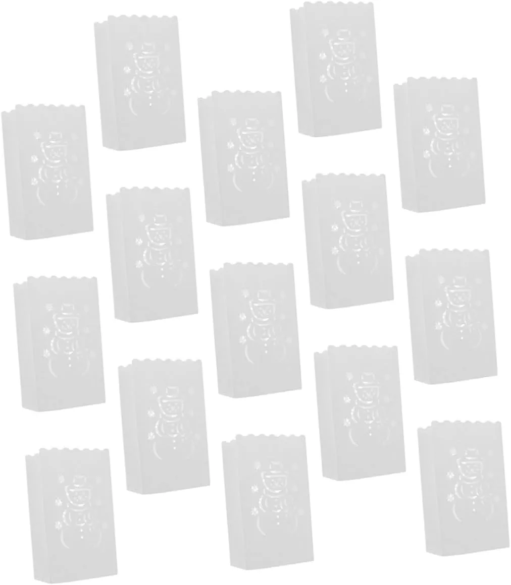 30Pcs Christmas Snowman Candle Bags Hollow Out Candle Bags for Holiday Party Decorations for Lighting and Festive Atmosphere