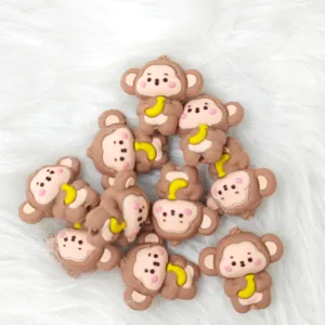 3D Monkey Silicone Focal Beads Wholesale, Animal Shaped  Beads