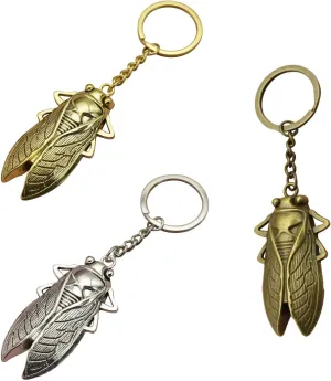 3Pcs Cicada keychain Zinc Alloy Metal Animal Keychain Mini Purse Handbag Charm Insect Keychain for Women