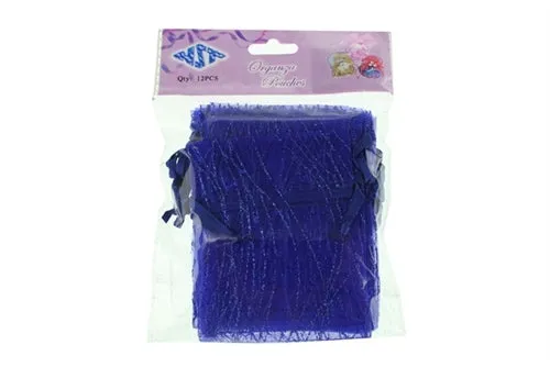 3" x 4" STRIPED SPARKLING GLITTERED Organza Favor Bags (12 Pcs)