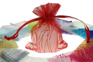 3" x 4" STRIPED SPARKLING GLITTERED Organza Favor Bags (12 Pcs)