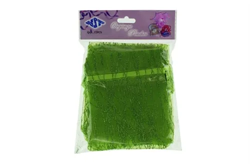 3" x 4" STRIPED SPARKLING GLITTERED Organza Favor Bags (12 Pcs)