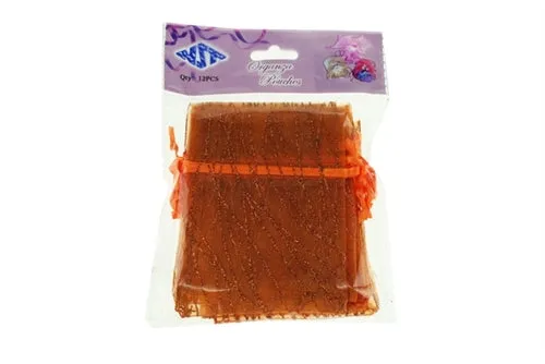 3" x 4" STRIPED SPARKLING GLITTERED Organza Favor Bags (12 Pcs)